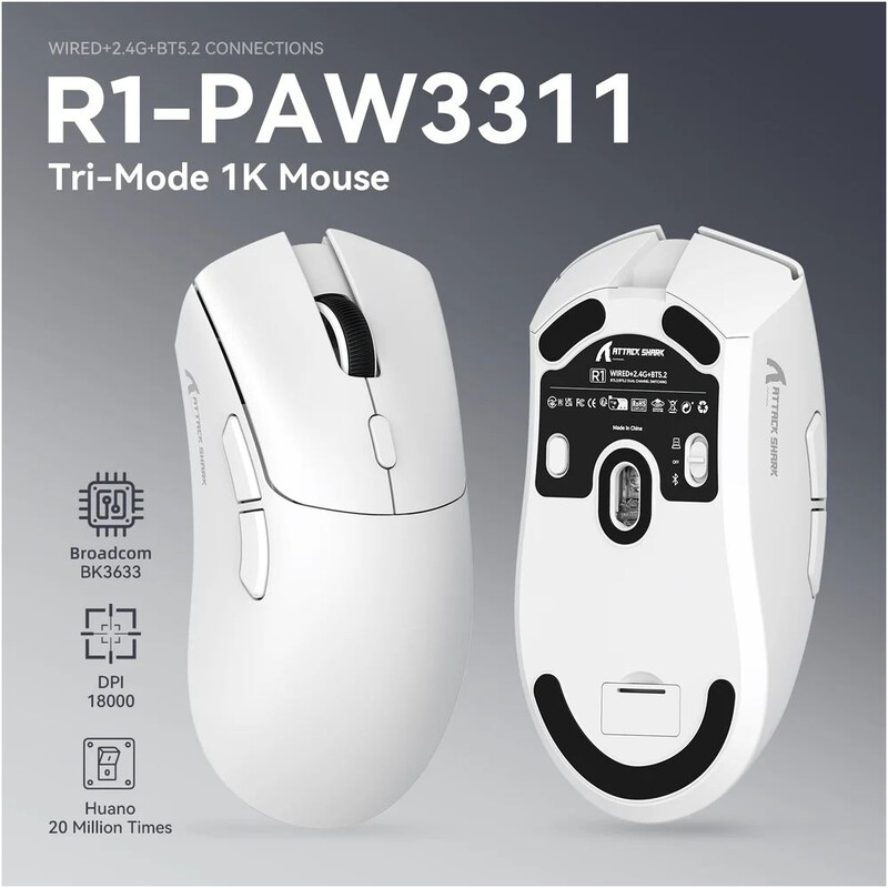 Миша Bluetooth Attack Shark R1 White (R1W_AS)