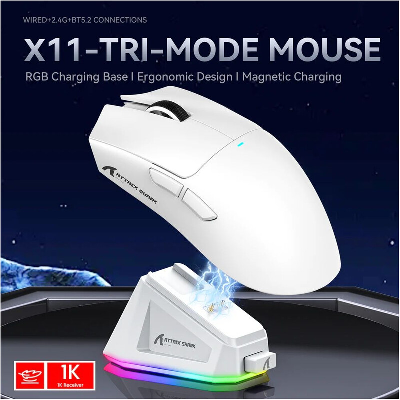 Миша Bluetooth Attack Shark X11 White (X11W_AS)