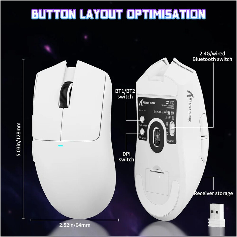Миша Bluetooth Attack Shark X11SE White (X11SEW_AS)