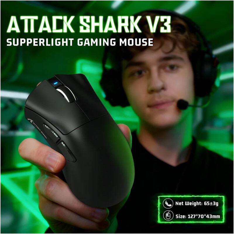 Мышь Bluetooth Attack Shark V3 Ultra-Light Black (V3B_AS)