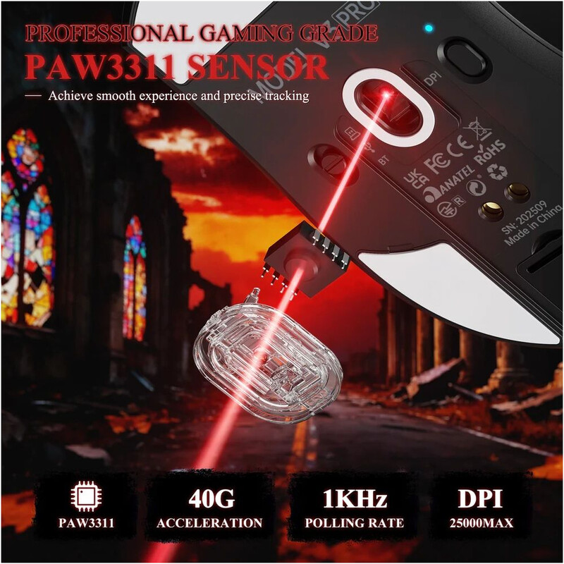 Мышь Bluetooth Attack Shark V3Pro Ultra-Light Black (V3PROB_AS)