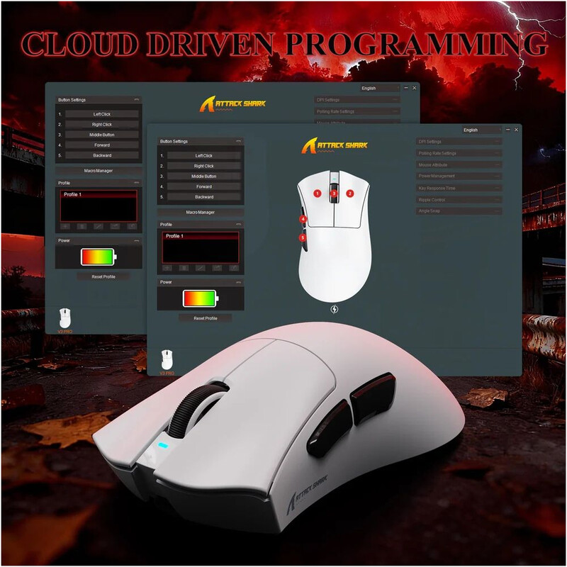 Миша Bluetooth Attack Shark V3Pro Ultra-Light White (V3PROW_AS)