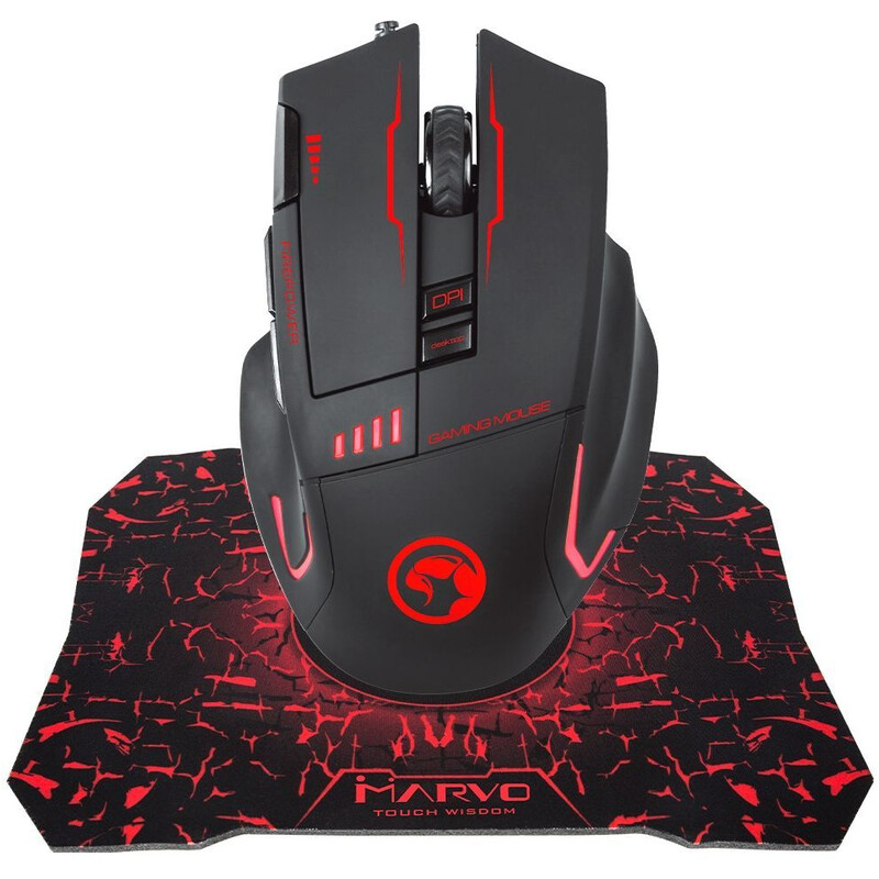 Мышь Marvo G909L + игровая поверхность G1 Black (G909L+G1) USB
