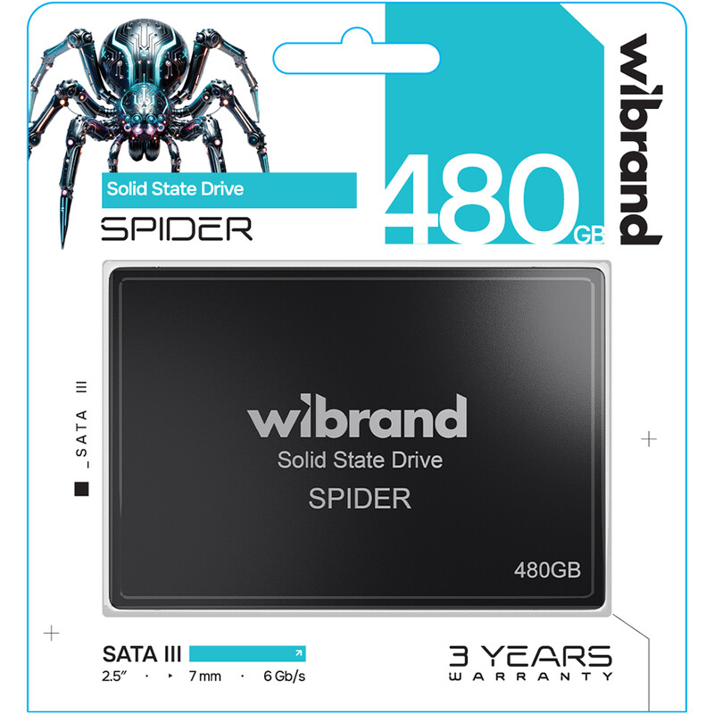 Накопичувач SSD 480GB Wibrand Spider 2.5" SATA 3D NAND TLC (WI2.5SSD/SP480GBST)