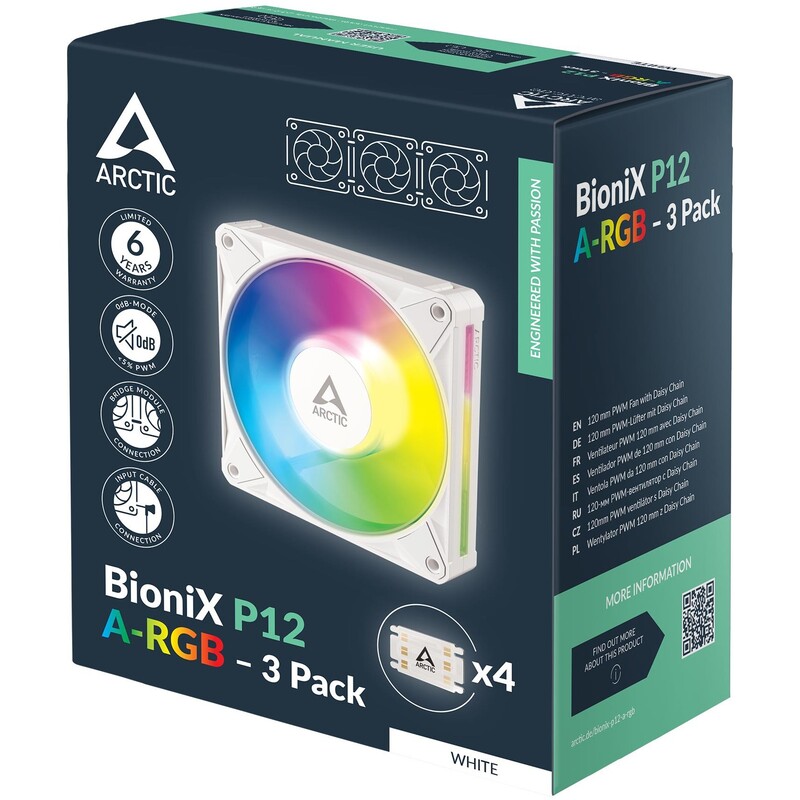 Вентилятор Arctic BioniX P12 A-RGB 3-Pack White (ACFAN00338A)