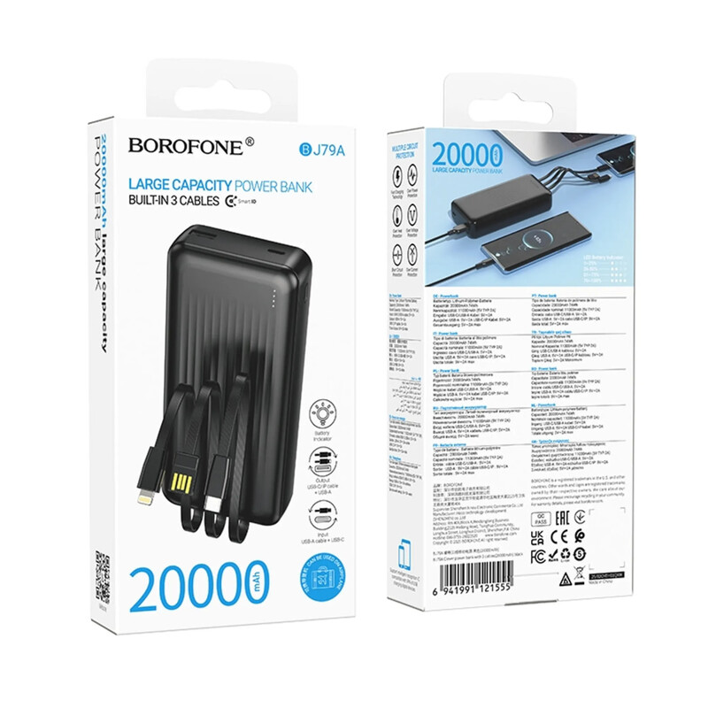 Універсальна мобільна батарея Borofone BJ79A Clever 20000mAh, 10W Black (6941991121555)