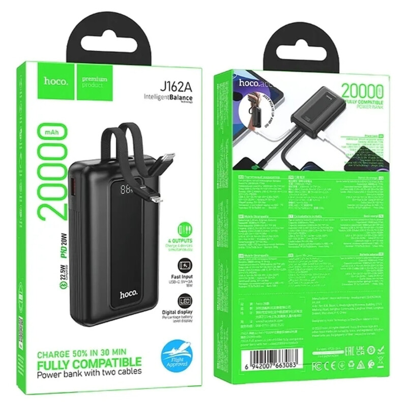 Универсальная мобильная батарея Hoco J162A Full 20000mAh, 22.5W Black (6942007663083)