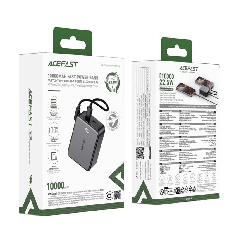 Универсальная мобильная батарея Acefast M28 10000mAh, 22.5W Black (6974316285984)
