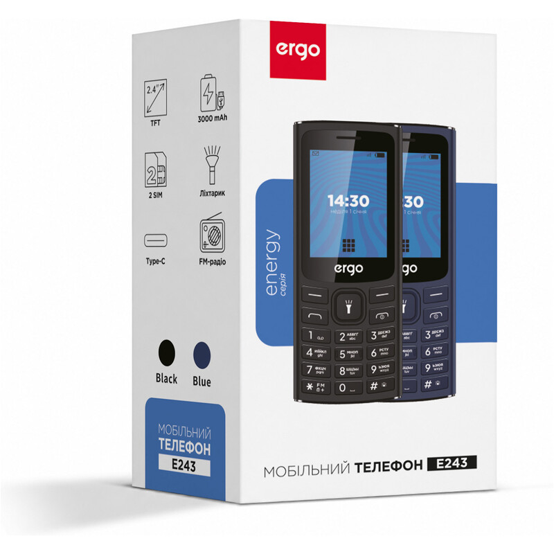 Мобiльний телефон Ergo E243 Dual Sim Blue
