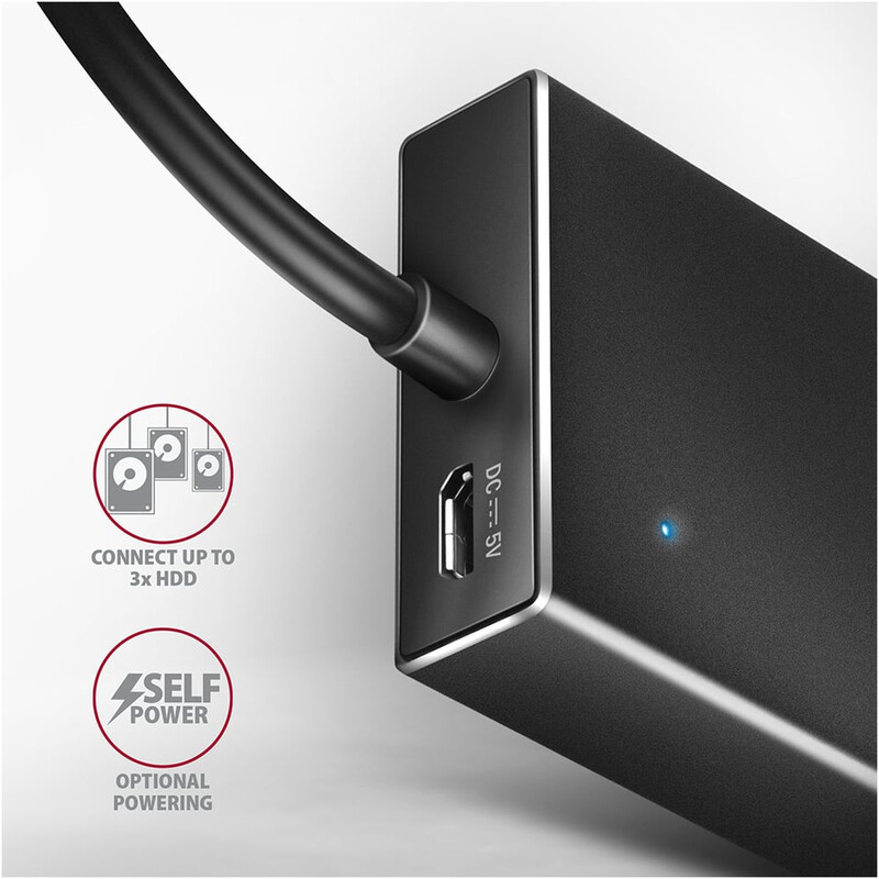 USB-хаб Axagon Flat hub SuperSpeed USB Black (HUE-F7A)