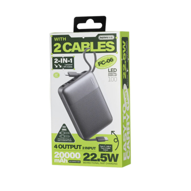 Универсальная мобильная батарея Remax Fast FC-06 20000mAh, 22.5W Grey (6954851238874)