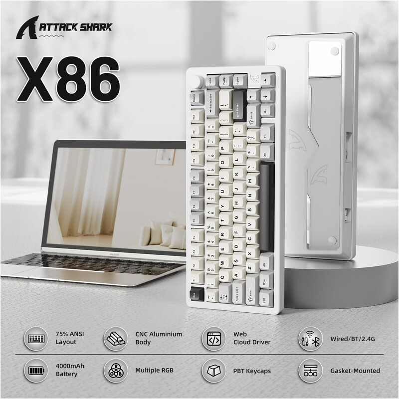 Клавиатура Attack Shark X86 Starlight White (X86SW_AS)
