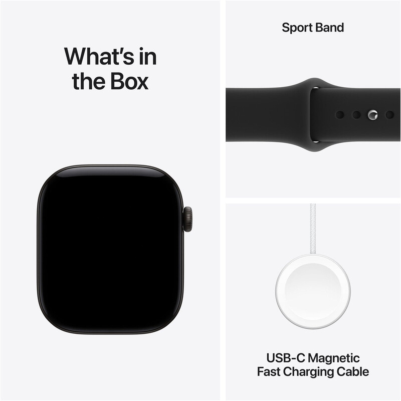 Смарт-годинник Apple Watch Series 12 GPS 46mm Black Aluminium Case with Black Sport Band - S/M (MJEK4RK/A)