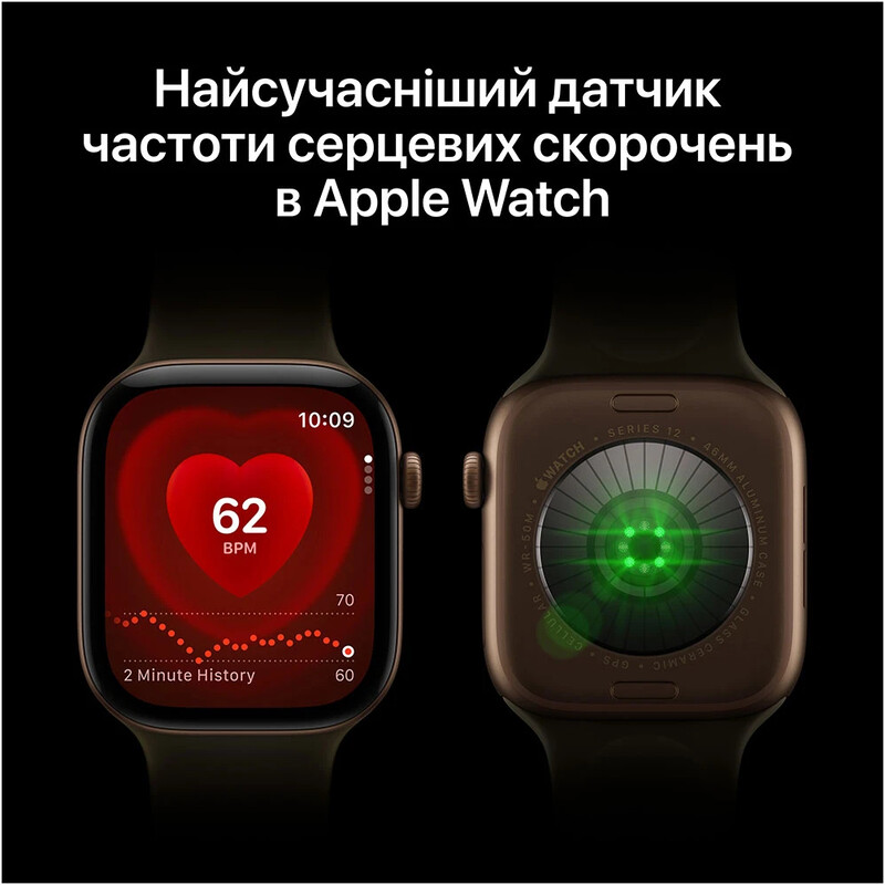 Смарт-годинник Apple Watch Series 12 GPS 46mm Dark Bronze Aluminium Case with Olive Sport Band - M/L (MJEU4RK/A)