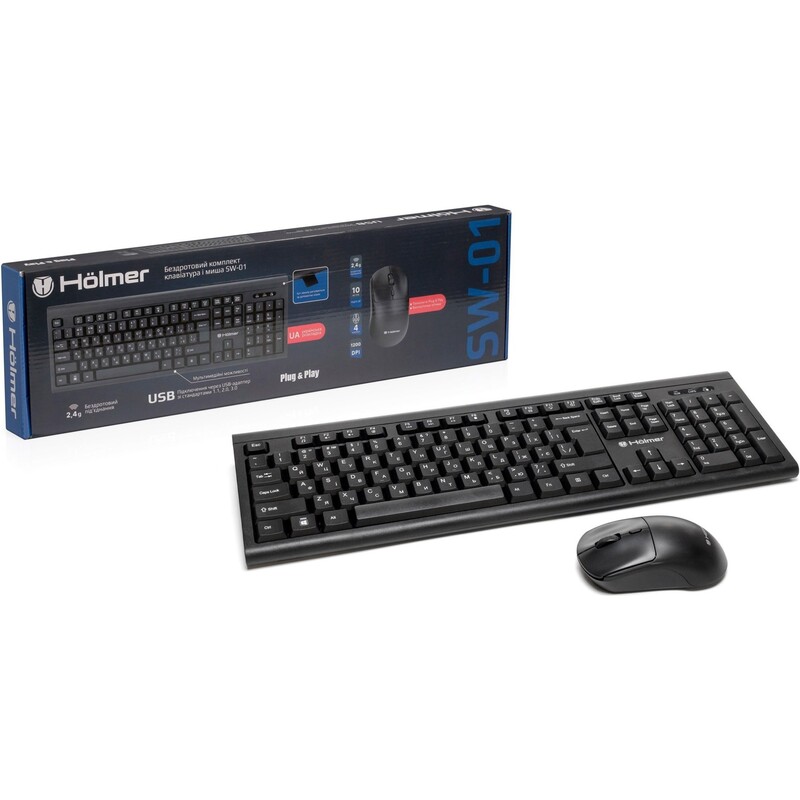 Комплект (клавіатура, миша) бездротовий Holmer SW-01 Wireless UA Black