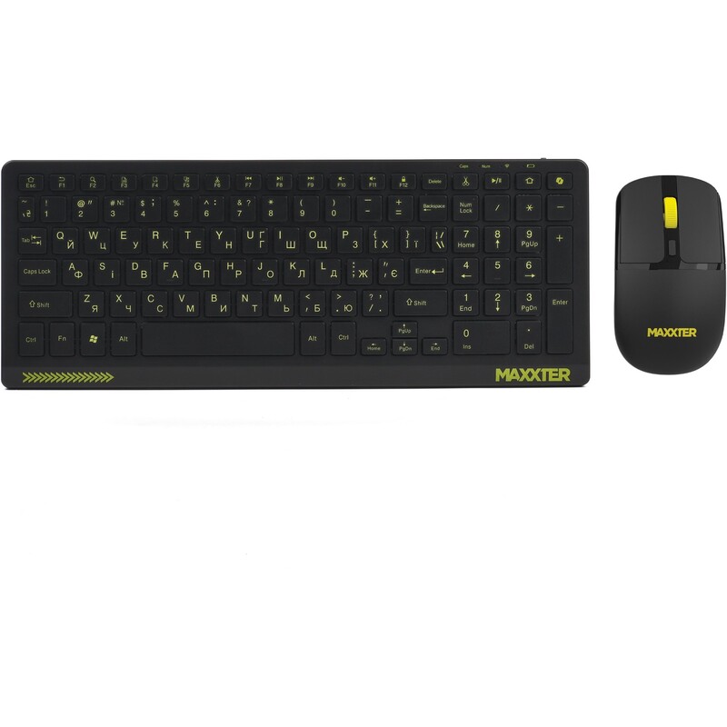 Комплект (клавіатура, миша) бездротовий Maxxter KMS-WCM-04B-UA Black