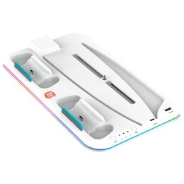 Мультифункціональна зарядна підставка Canyon CS-51 RGB Charge для PS5 Slim White (CND-CSPS5W-1)