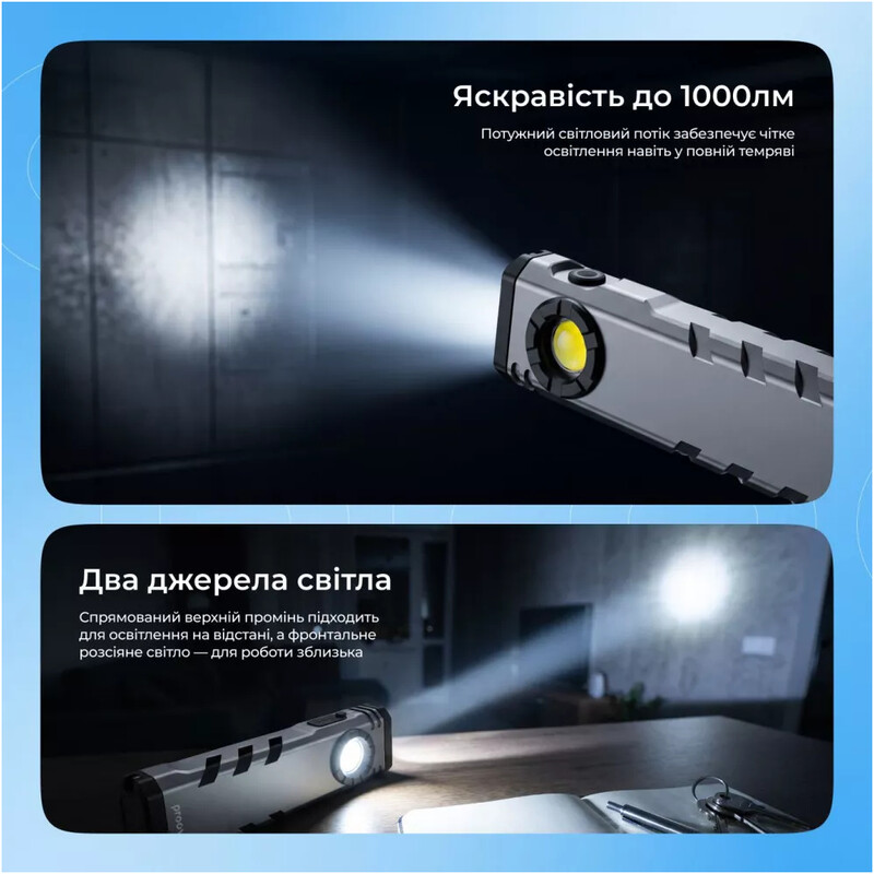 Ліхтар Proove Ray Slim 1000lm Gray (FLRS10010003)