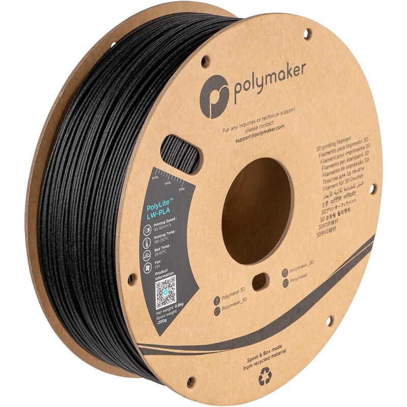 PLA-пластик Polymaker для 3D-принтера 1.75 мм 0,8 кг, Black (PA08001)