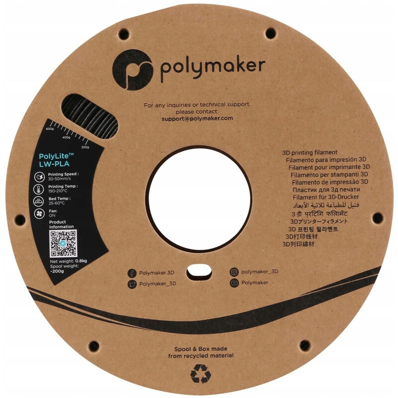 PLA-пластик Polymaker для 3D-принтера 1.75 мм 0,8 кг, Black (PA08001)