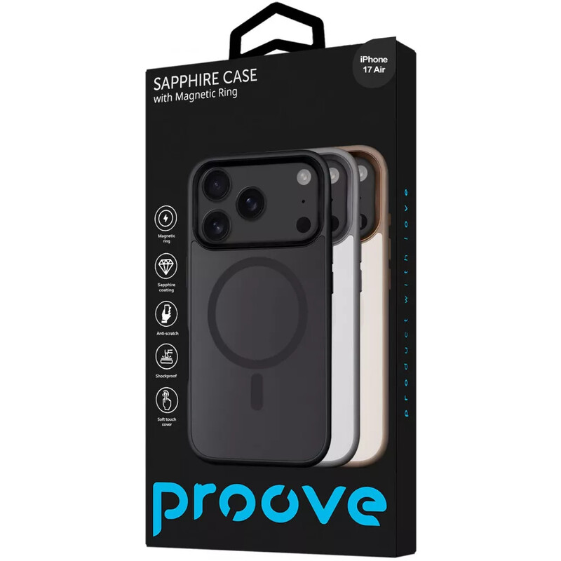 Чохол-накладка Proove Sapphire Case with Magnetic Ring для Apple iPhone 17 Air Black Titanium (PCSAIP17AR36)