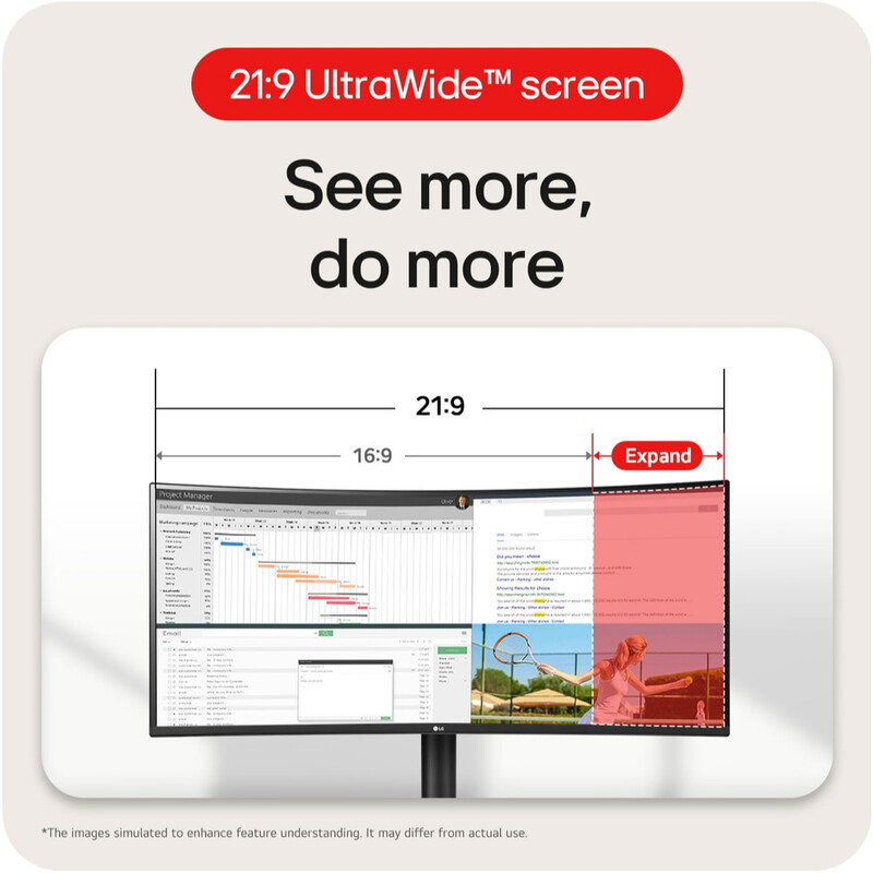 Монітор 34" LG 34WR55QK-B (34WR55QK-B.ADRZ) VA Black Curved 100Hz