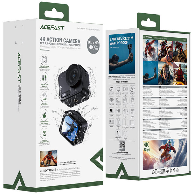 Екшн-камера Acefast Action Camera X1 4K Black