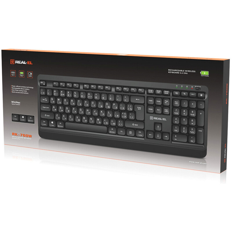 Клавиатура беспроводная REAL-EL RK-760W Black