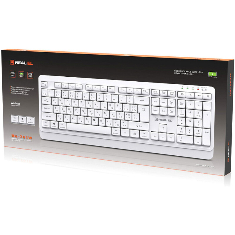 Клавіатура бездротова REAL-EL RK-761W White