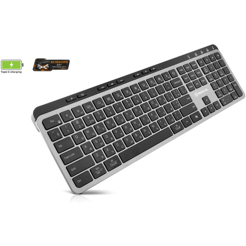 Клавиатура беспроводная REAL-EL RK-737W Black/Grey