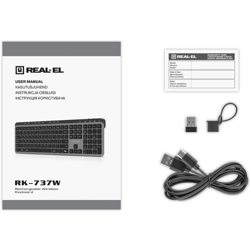Клавиатура беспроводная REAL-EL RK-737W Black/Grey