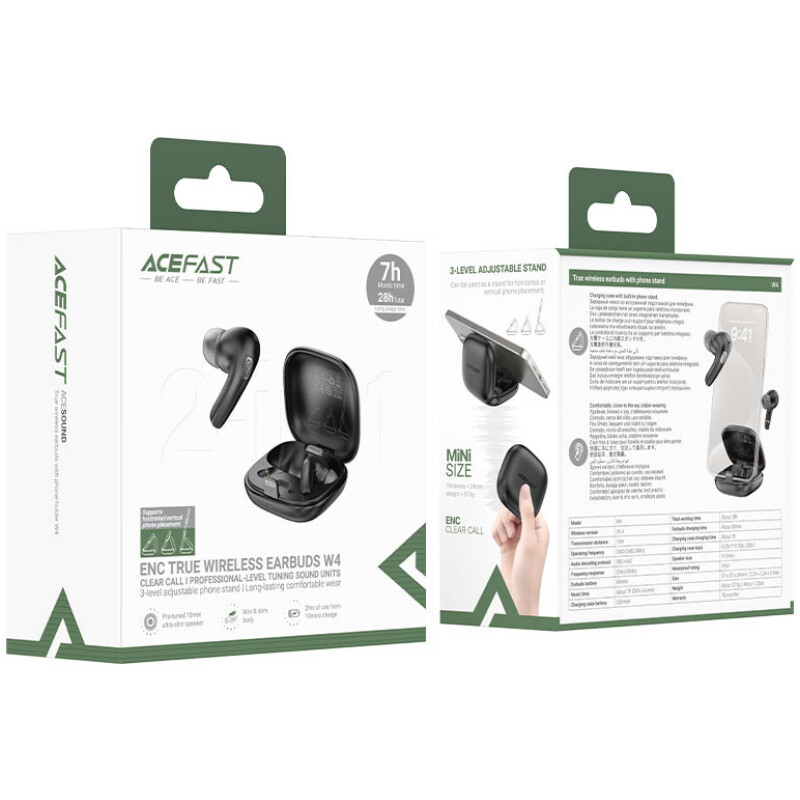Bluetooth-гарнітура Acefast Earbuds W4 Black (6974316285014)