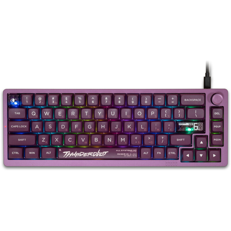 Клавиатура Thunderobot VIC68 Gateron Magnetic Jade Switch USB UA Purple (6932066317201)