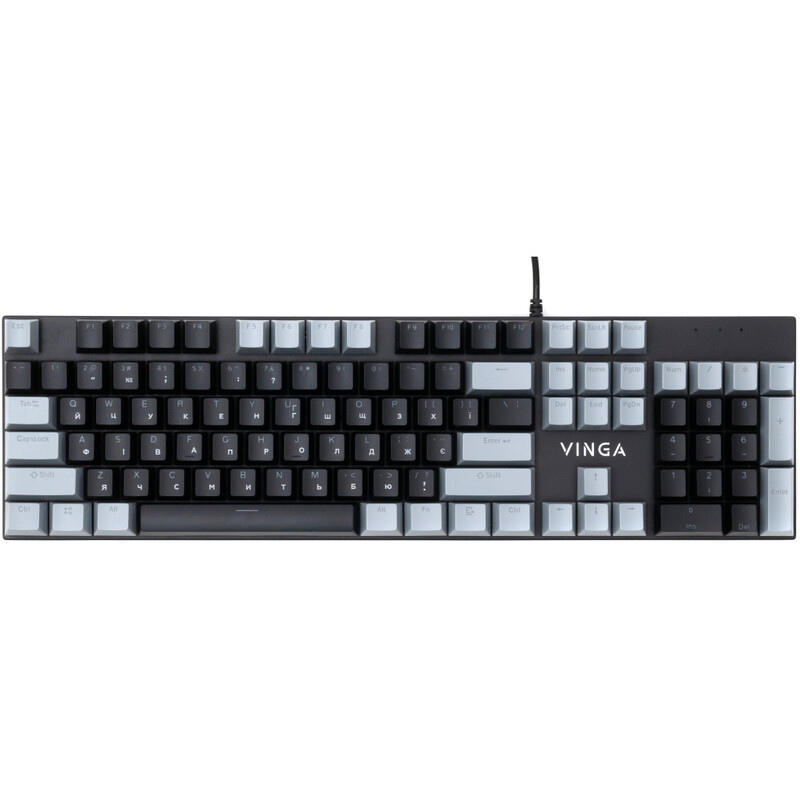 Клавiатура Vinga KBGM-090 LED Blue Switch USB Grey/Black (KBGM-090BL Grey/Black)