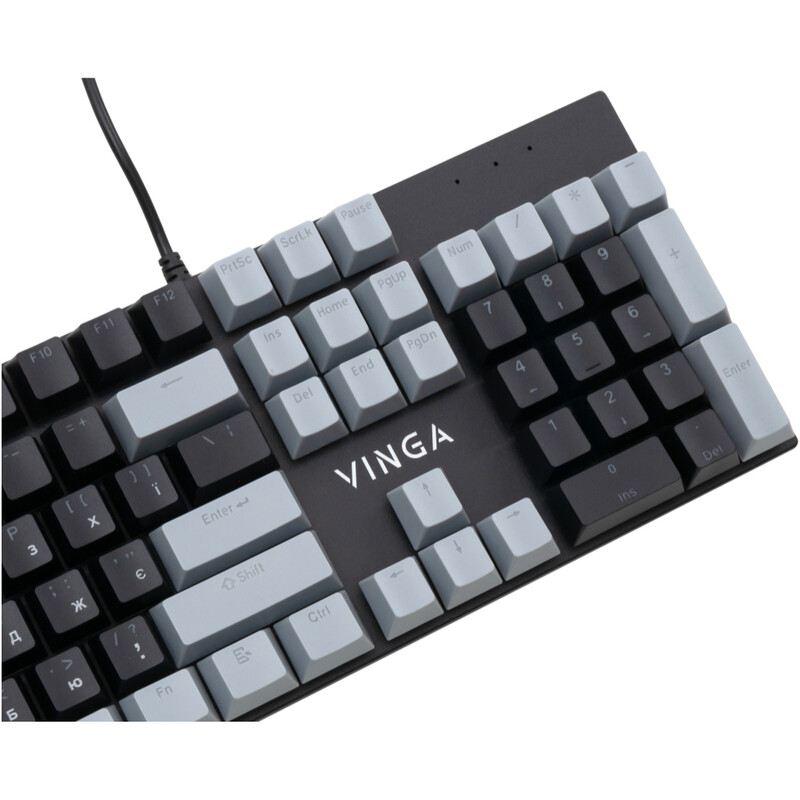 Клавiатура Vinga KBGM-090 LED Blue Switch USB Grey/Black (KBGM-090BL Grey/Black)