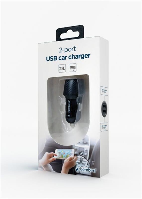 Автомобильное зарядное устройство Gembird (2USB, 4.8A) Black (TA-U2C48A-CAR-01)