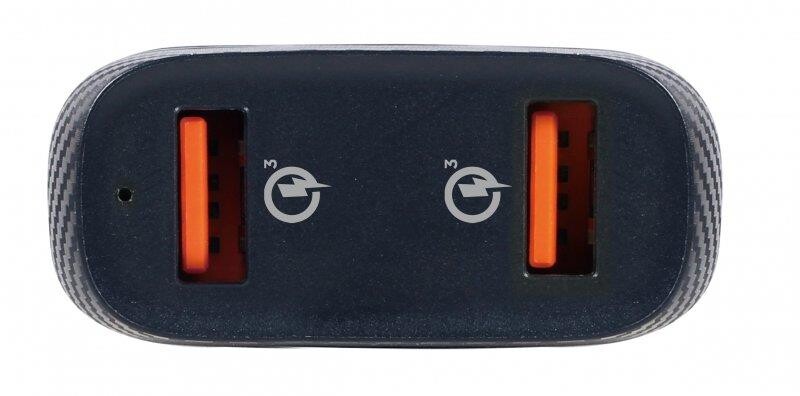Автомобильний зарядний пристрій Gembird (2USB, 3A) QC3.0 Black (TA-U2QC3-CAR-01)