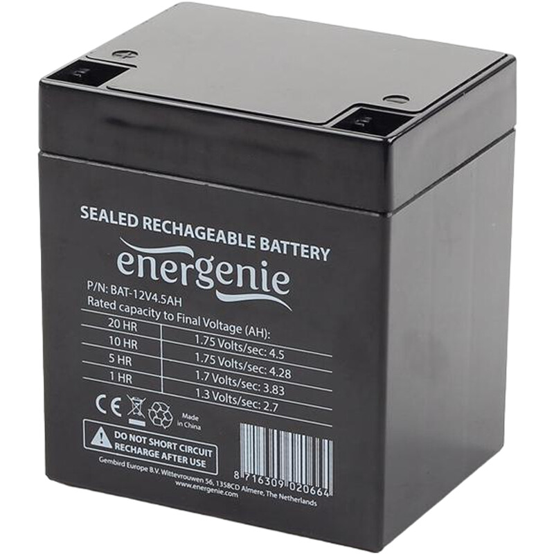 Акумуляторна батарея EnerGenie 12V 4.5AH (BAT-12V4.5AH) AGM