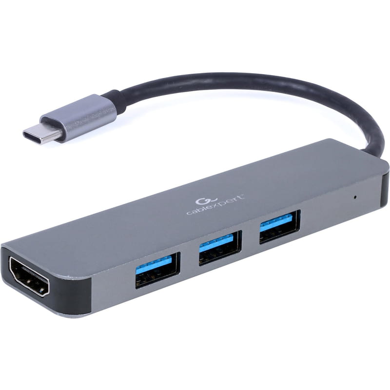 USB-хаб Cablexpert USB Type-C Grey 3-в-1 (A-CM-COMBO2-01)