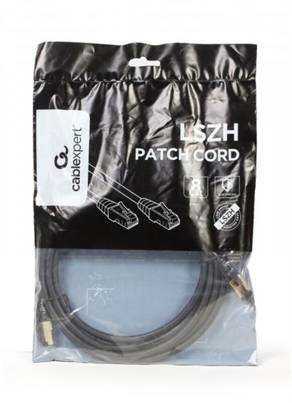 Патч-корд Cablexpert (PP8-LSZHCU-BK-15M) cat.8, S/FTP, літий, 50u "штекер із засувкою, 15 м, чорний