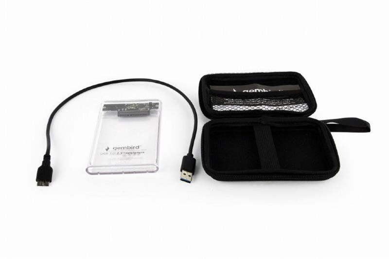 Внешний карман Gembird для подключения SATA HDD 2.5", USB 3.0, пластик, Transparent (EE2-U3S9-6)