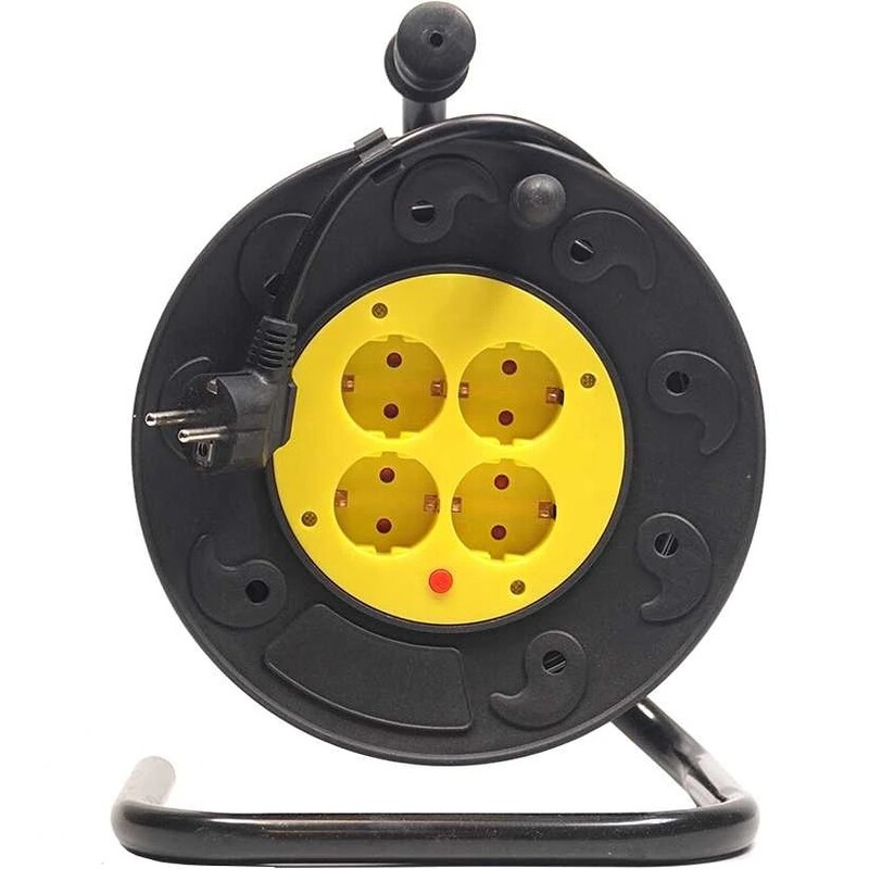Фильтр питания PowerPlant (PPRA16M25S4L) 4 розетки, 25 м, морозостойкий, черный, на катушке