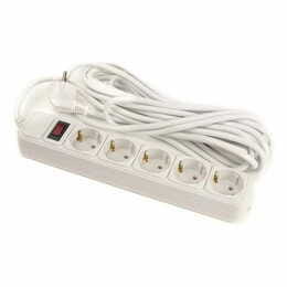 Фільтр живлення PowerPlant JY-1056/7 (PPSA10M70S5) 5 розеток, 7 м, білий