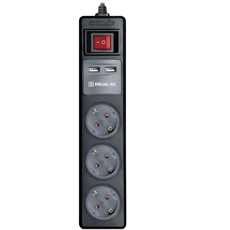 Фильтр питания REAL-EL RS-3 USB Charge