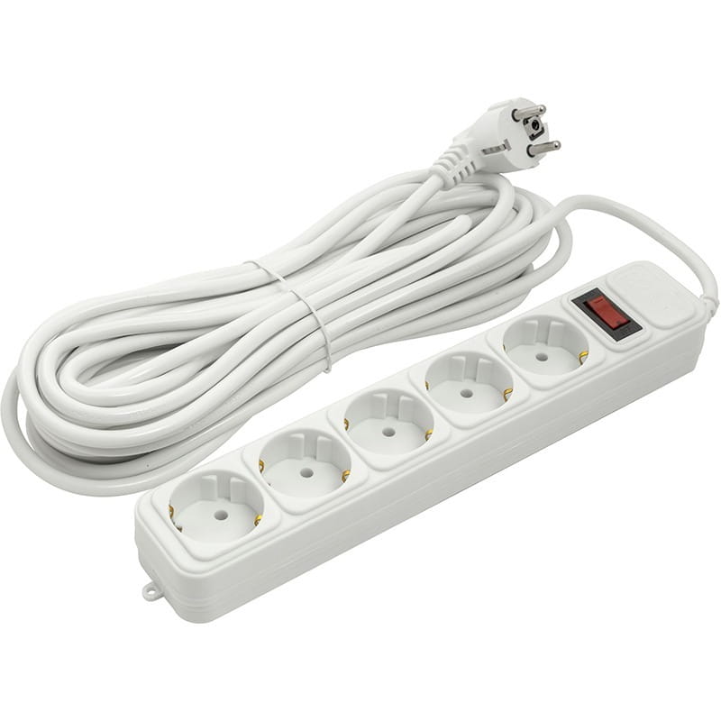Фільтр живлення PowerPlant JY-1056/10 (PPSA10M100S5) 5 розеток, 10 м, білий