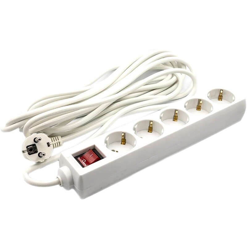 Фільтр живлення PowerPlant JY-1052/7 (PPSA08M70S5) 5 розеток, 7 м, білий, пакет