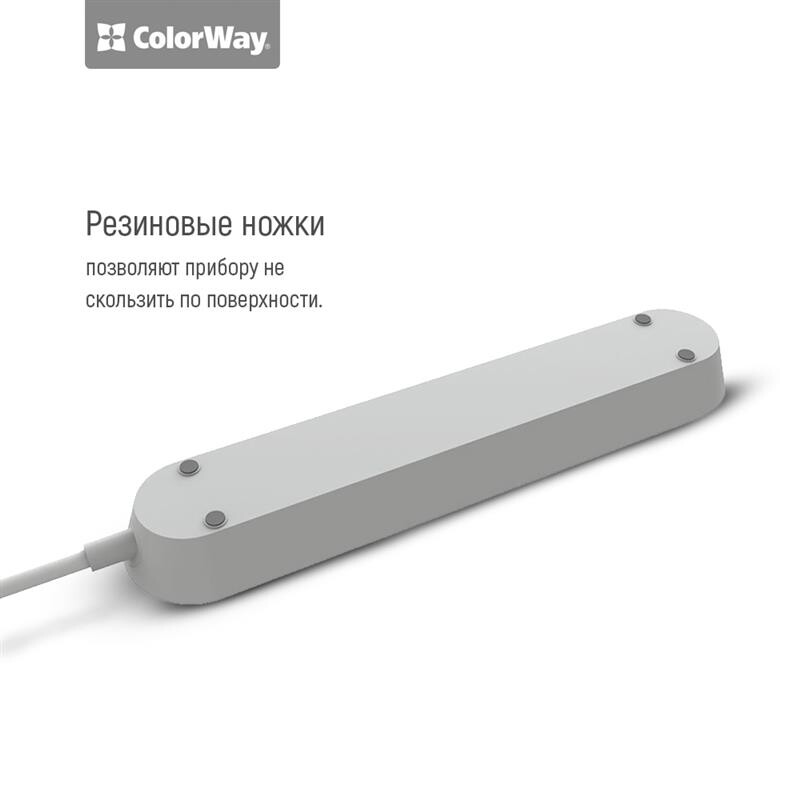 Фільтр живлення СolorWay (CW-CHU33B) 3 розетки, 3xUSB, 1.8м, Black