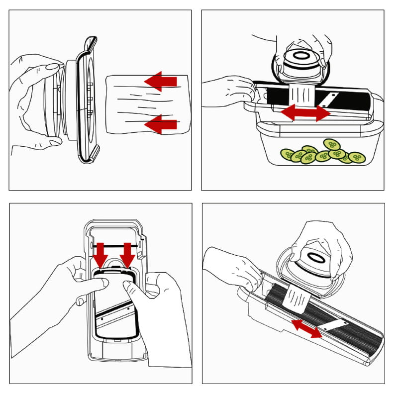 Терка+овочерізка+шатківниця "Pro Glass" Tavialo 6 в 1 зі скляним контейнером (193100006)
