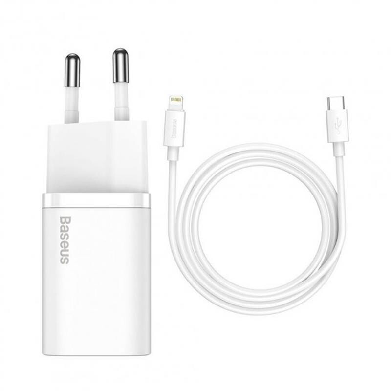 Мережевий зарядний пристрій Baseus Super Si Quick Charger (1USBx3A) White (TZCCSUP-B02) + кабель Lightning