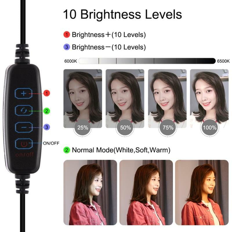 Комплект блогера Puluz PKT3025L 4в1 (кольцевой свет, крепление, держатель для телефона, микрофон)